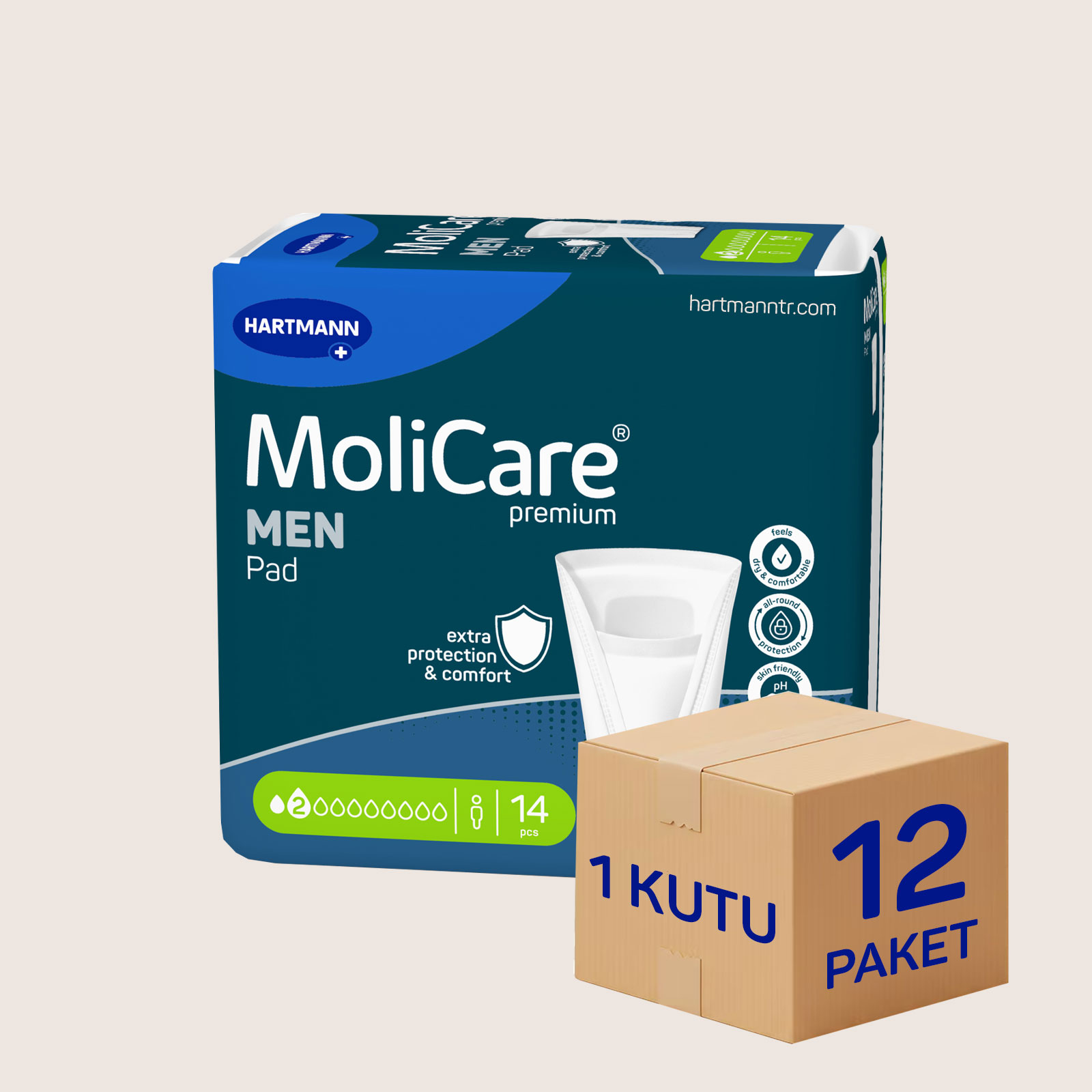Hartmann MoliCare Premium Men Pad 2 Damla - 12 Paket - Erkek Mesane Pedi (Aktif)
 - 14 Adet