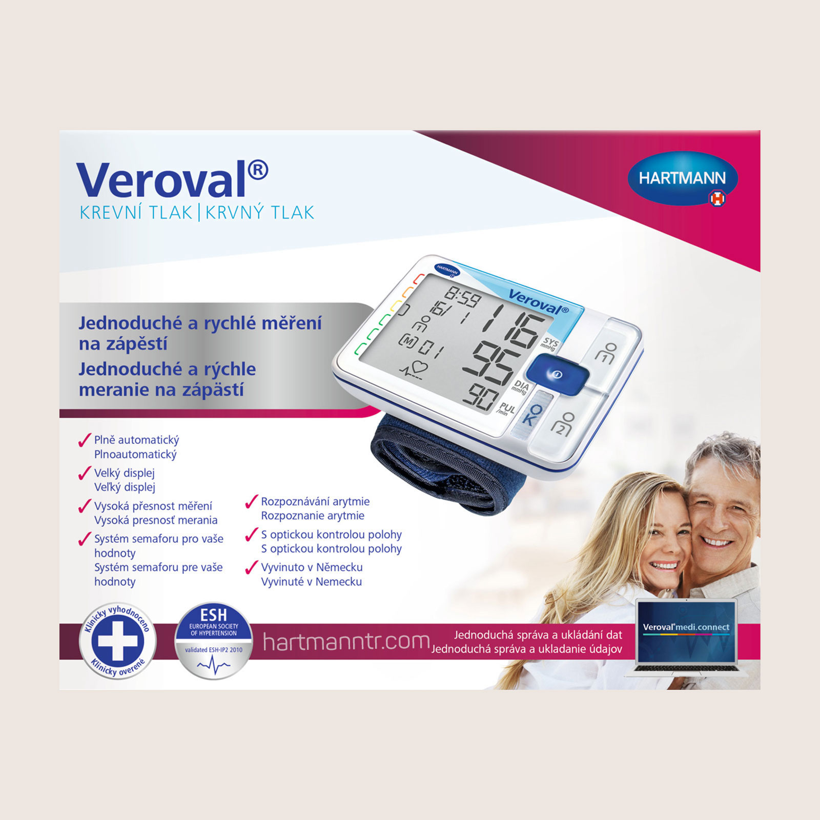 Hartmann Veroval® Bilekten Tansiyon Aleti – Aritmi Tespitli, Geniş Ekranlı, Akıllı Pozisyon Kontrollü Bilekten Tansiyon Aleti - 6 Yıl Garanti