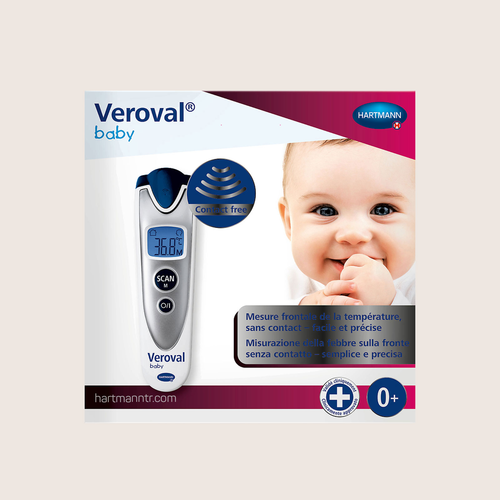 Hartmann Veroval® Baby Temassız Ateş Ölçer – Bebekler İçin Sessiz, Hızlı ve Hassas Kızılötesi Termometre - 3 Yıl Garanti