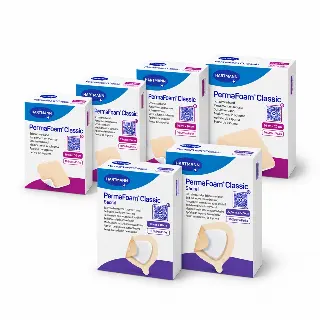 HARTMANN PermaFoam Classic köpük yara örtüsü ölçü seçenekleri ve kutuları