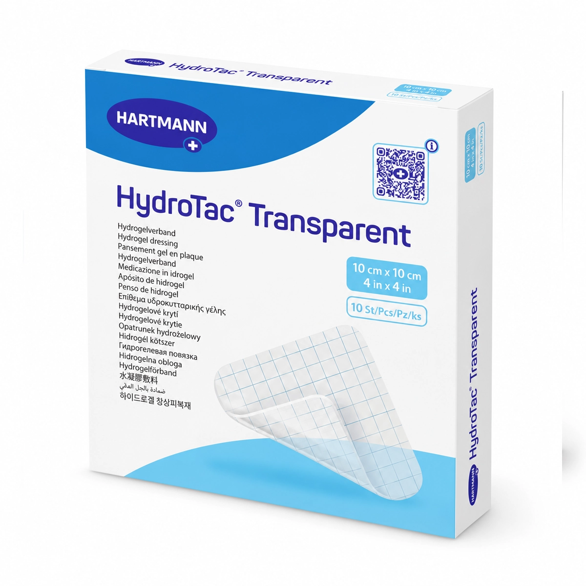 HARTMANN HydroTac Transparent 10 × 10 cm şeffaf hidrojel yara örtüsü kutusu