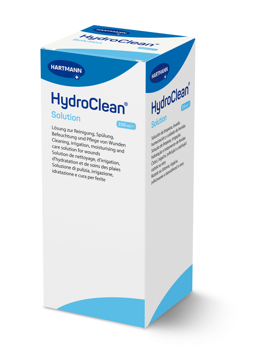HARTMANN HydroClean Solution 350 ml yara yıkama solüsyonu kutusu ve şişesi